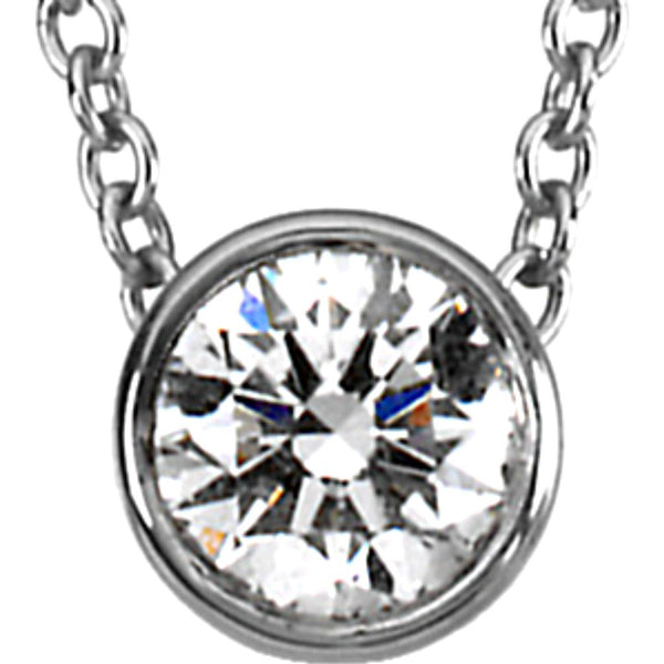 Diamond Solitaire Platinum Pendant Necklace, 18" (1/3 Cttw)