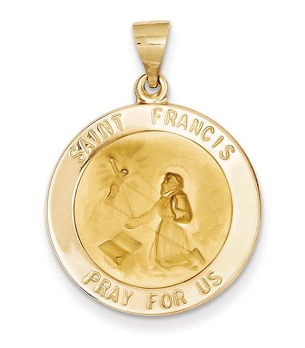 14k Yellow Gold St. Francis Medal Pendant (25X23MM)