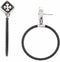 Throne Collection Black Titanium Cable and Argentium Silver Circle Earrings