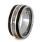 Diamond, Gibeon Meteorite, 14k Rose Gold, Petrified Wood 9mm Comfort-Fit Titanium Wedding Band