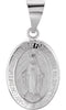 14k White Gold Oval Hollow Miraculous Medal (25x17.75 MM)