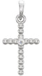 Platinum Diamond Beaded Cross Pendant (.015 Ct, G-H Color, I1 Clarity)