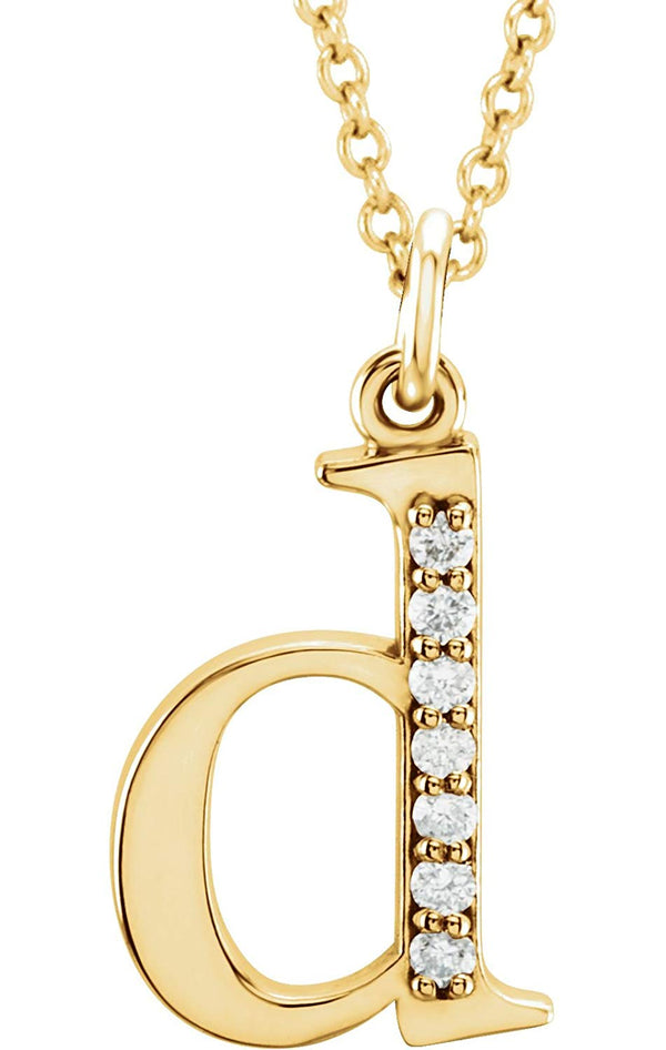Diamond Initial 'd' Lowercase Letter 14k Yellow Gold Pendant Necklace, 16" (.04 Ctw, GH, I1)