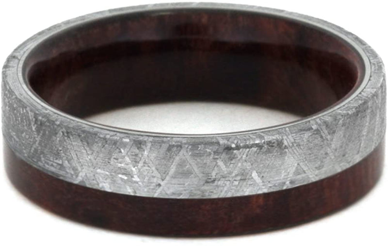 Gibeon Meteorite 7mm Comfort-Fit Ruby Redwood Band, Size 14.25