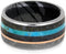 Dinosaur Bone, Meteorite, Petrified Wood, 14k Rose Gold, Turquoise, Titanium 10mm Comfort-Fit Black and White Mokume Gane Band, Size 11.5