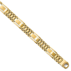Men's Polished and Satin 14k Yellow Gold 12.5mm Link Bracelet, 8.5"