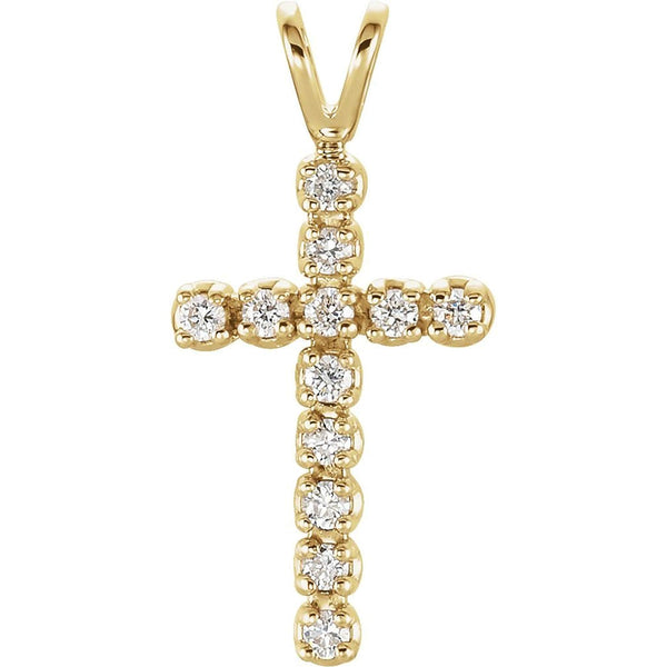 Paternoster Diamond Cross 14k Yellow Gold Pendant
