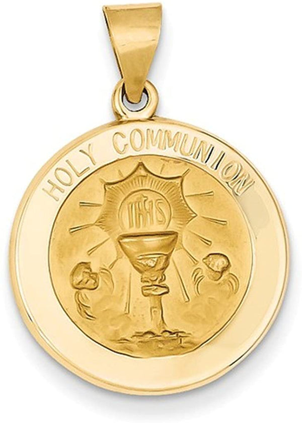 14k Yellow Gold Holy Communion Medal Pendant (26X19MM)