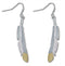 Two-Tone Feather Earrings, Sterling Silver, 12k Green and Rose Gold Black Hills Gold Motif