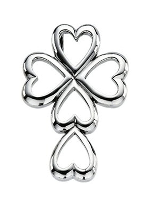 Cross and Heart Rhodium-Plated 14k White Gold Pendant (28.75X20.00 MM)