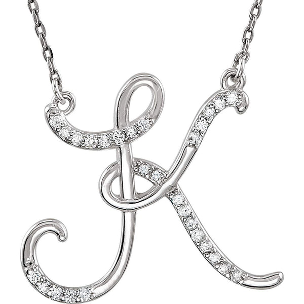 Diamond Initial 'K' Sterling Silver Pendant Necklace, 16.00" (.16 Cttw, GH Color, I1 Clarity)