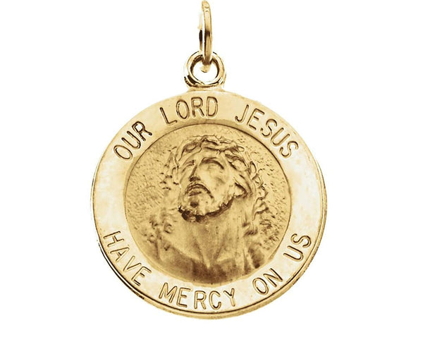 14k Yellow Gold Round Our Lord Jesus Medal (15 MM)