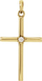 Diamond Inset Cross 14k Yellow Gold Pendant (.02 Ct, G-H Color, I1 Clarity)