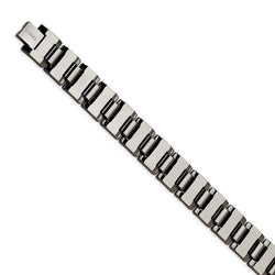 Men's Polished Tungsten 16mm Designer Link Bracelet, 8.5"
