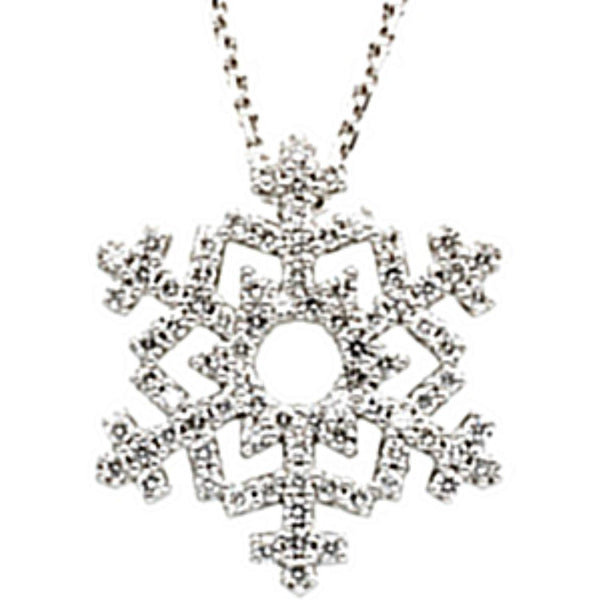 Diamond Snowflake Pendant Necklace in 14k White Gold, 16" (3/8 Cttw)