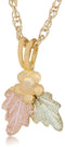 Frosty Grape Leaves Pendant Necklace, 10k Yellow Gold, 12k Green and Rose Gold Black Hills Gold Motif, 18''