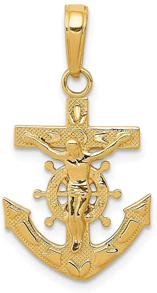 Ave 369 14k Yellow Gold Mariners Crucifix Pendant.98x.59 Inches (25x15 MM)
