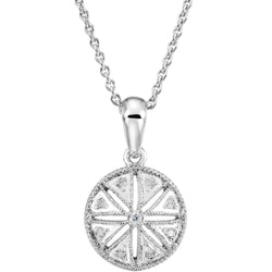 The Men's Jewelry Store (for HER) Diamond Round Vintage Style Sterling Silver Pendant Necklace, 18" (.05 Cttw)