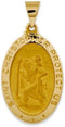 14k Yellow Gold Satin St. Christopher Medal Pendant (26X16 MM)