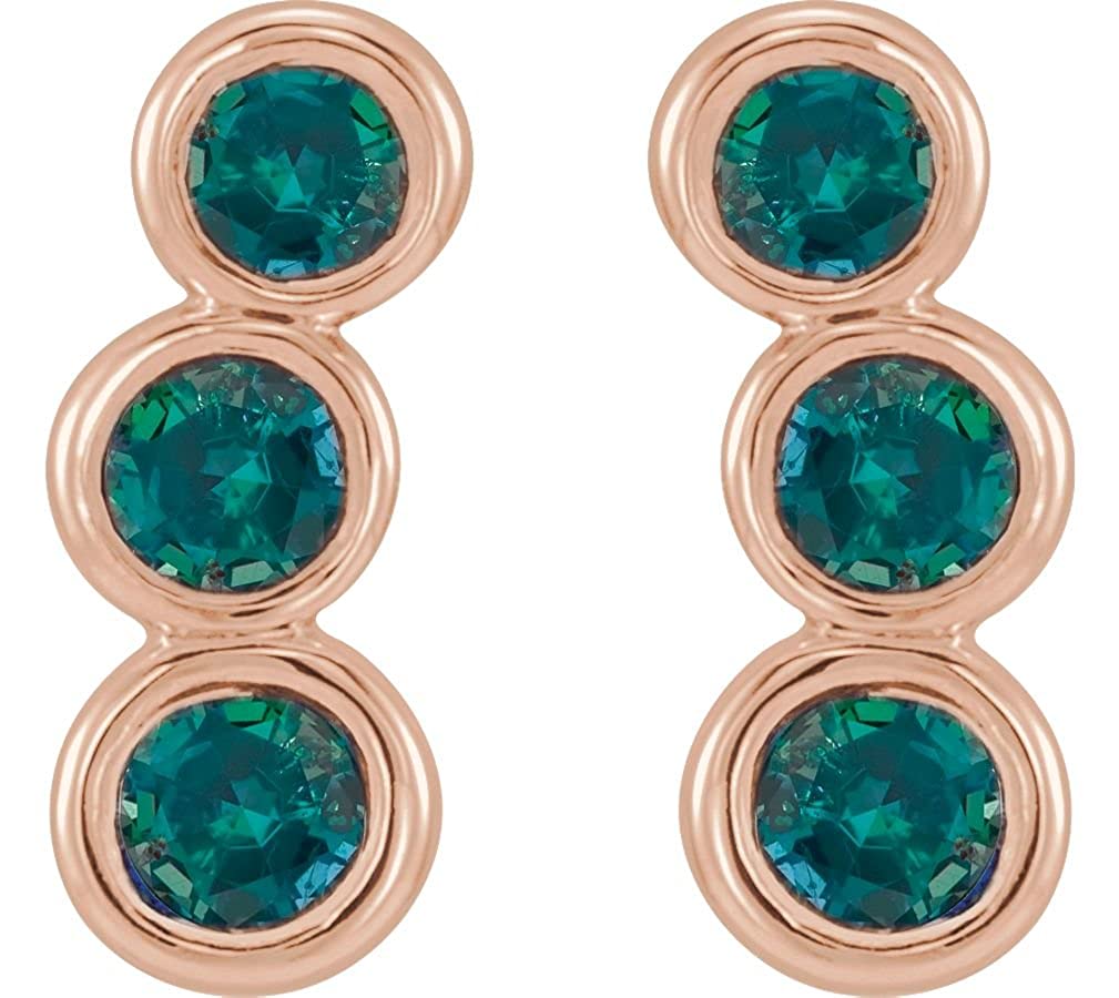 Chatham Created Alexandrite Three-Stone Ear Climbers, 14k Rose Gold