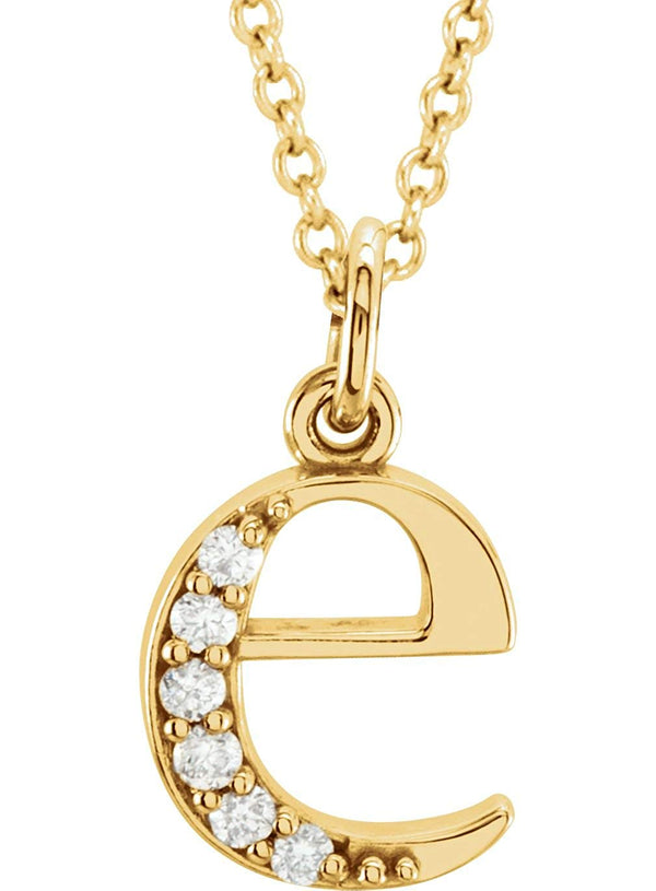 Diamond Initial 'e' Lowercase Letter 14k Yellow Gold Pendant Necklace, 16" (.03 Ctw, GH Color, I1 Clarity)