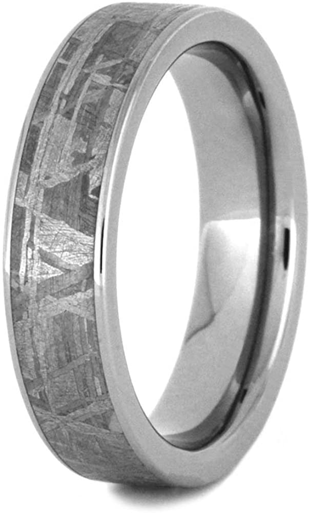 Opal Cabochon, Gibeon Meteorite 5mm Comfort-Fit Titanium Wedding Band, Size 13.75