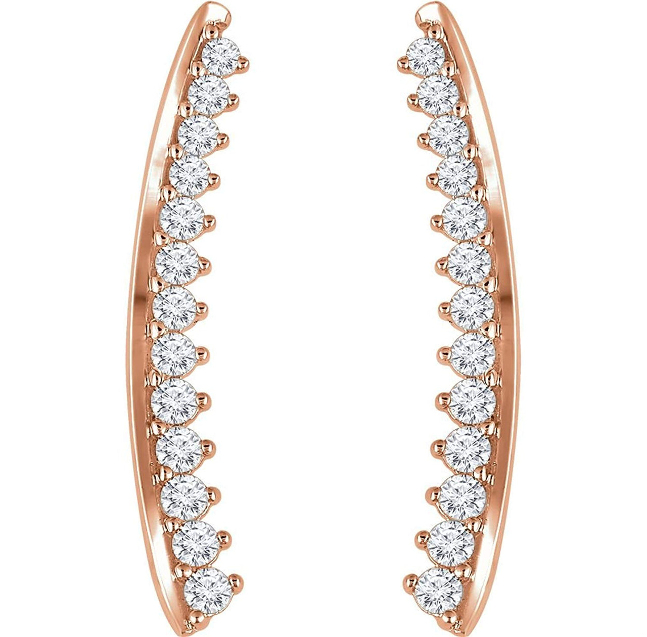 Diamond Ear Climbers, 14k Rose Gold (0.33 Ctw, H+ Color, I1 Clarity)