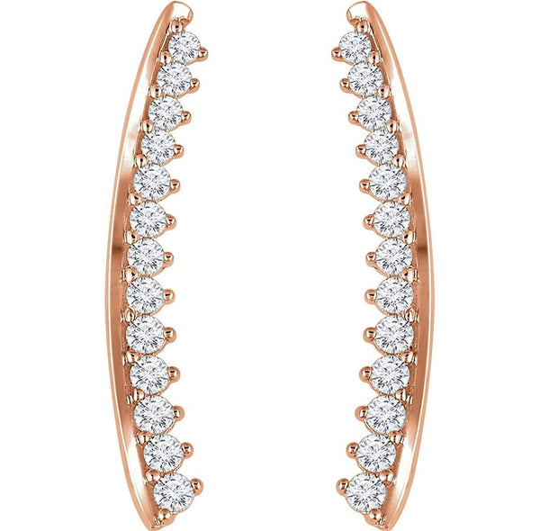 Diamond Ear Climbers, 14k Rose Gold (0.33 Ctw, H+ Color, I1 Clarity)