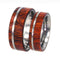 Arizona Ironwood Overlay, Titanium Pinstripe Ring, His and Hers Wedding Band Set, M15.5-F4