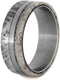 Gibeon Meteorite, Deer Antler 7mm Comfort-Fit Matte Titanium Wedding Band , Size 6
