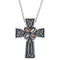 Oxidized Rose of Sharon Cross, Sterling Silver, 12k Rose Gold, 12k Green Gold Black Hills Gold Motif, 18"