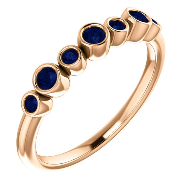 Blue Sapphire 7-Stone 3.25mm Ring, 14k Rose Gold