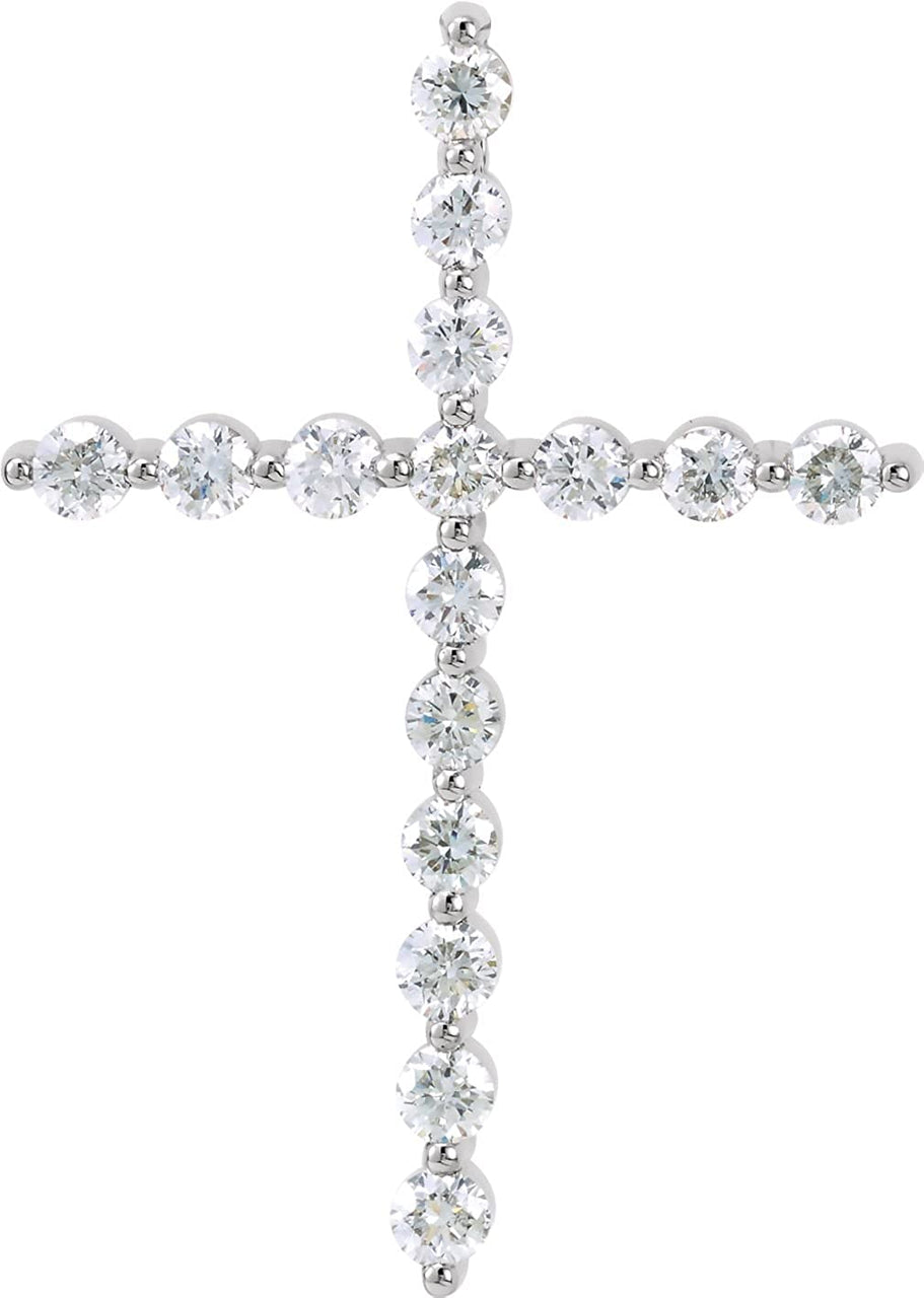 Platinum Diamond Cross Pendant (1.25 Ctw, G-H Color, I1 Clarity)