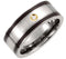 Titanium and Sterling Silver Inlay Diamond 9mm Comfort Fit Ring, Size 10