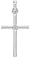 White Sapphire Inset Cross Rhodium-Plated 14k White Gold Pendant (22.65x11.4MM)