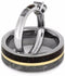 His and Hers Wedding Set, White Sapphire 10k White Gold Ring, Dinosaur Bone and Gibeon Meteorite Titanium Wedding Bands, M14-F5