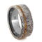 Deer Antler, Oak Wood 6mm Comfort-Fit Titanium Ring, Size 11