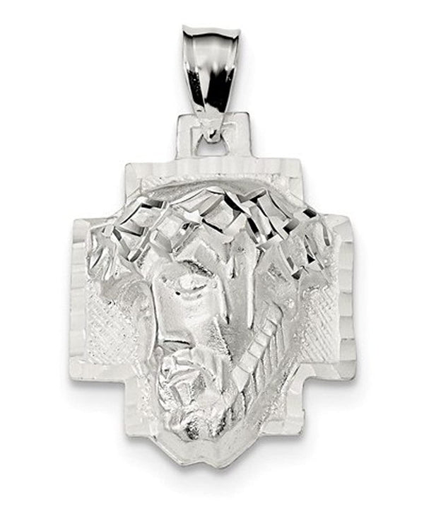 Sterling Silver Diamond-Cut Ecce Homo Medal Pendant (28X22MM)