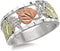 Diamond-Cut Band Ring, Sterling Silver, 12k Green and Rose Gold Black Hills Gold Motif, Size 9.75