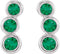 Chatham Created Emerald Three-Stone Ear Climbers, Rhodium-Plated 14k White Gold