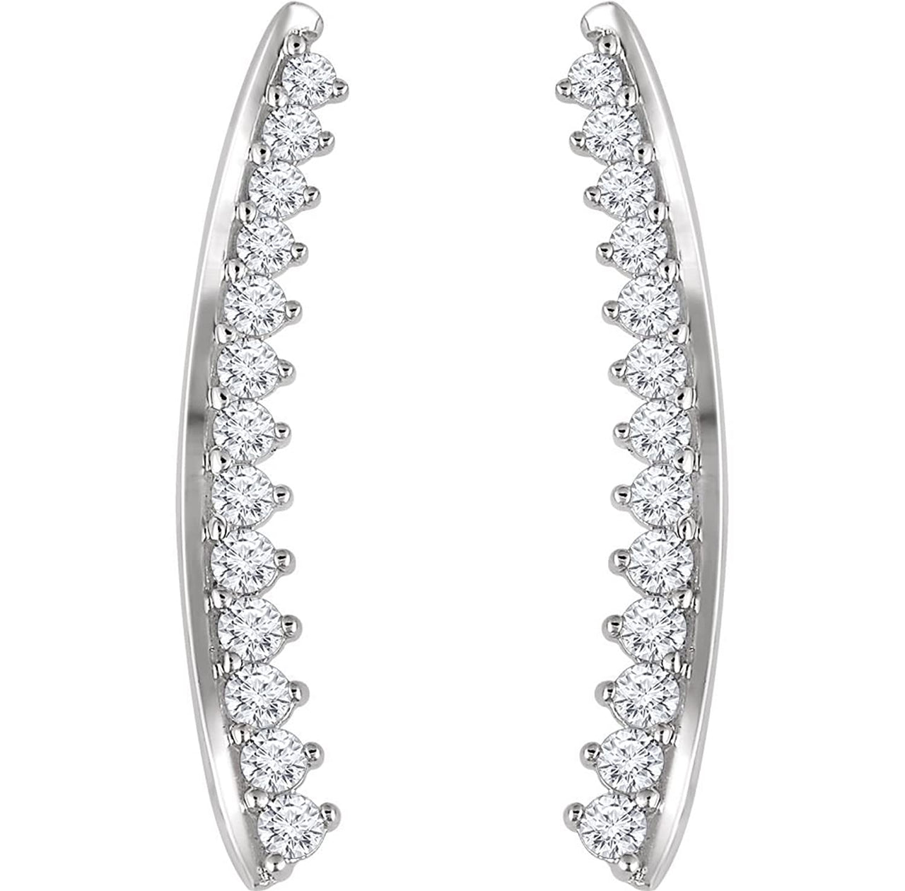 Diamond Ear Climbers, 14k White Gold (0.33 Ctw, H+ Color, I1 Clarity)