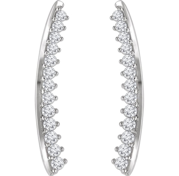 Diamond Ear Climbers, 14k White Gold (0.33 Ctw, H+ Color, I1 Clarity)