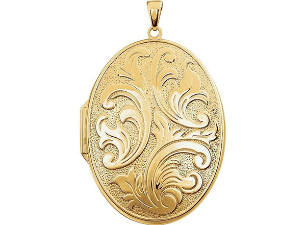 Yellow Gold Plate Sterling Silver Engraved Oval Locket