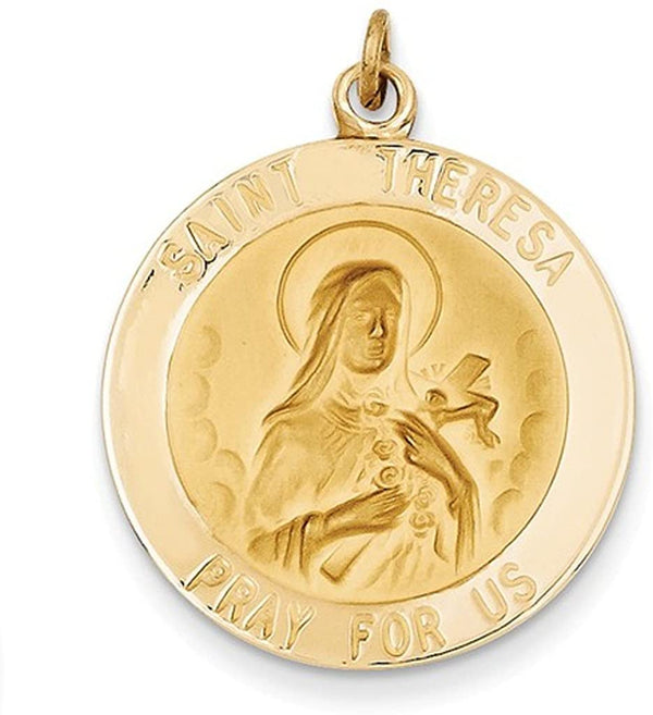 14k Yellow Gold St. Theresa Medal Pendant (30x23MM)