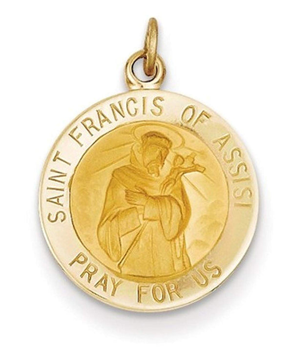 14k Yellow Gold Saint Francis Of Assisi Medal Charm (23X15MM)