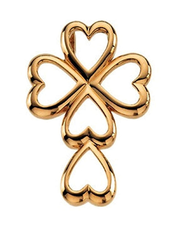 Cross and Heart 14k Yellow Gold Pendant (28.75X20.00 MM)