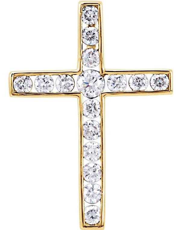 Diamond Coticed Cross 14k Yellow Gold Pendant (.33 Ctw, G-H Color, I1 Clarity)