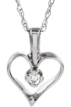 Petite 14k White Gold Diamond Heart Necklace (GH Color, I1 Clarity, .03 Cttw)