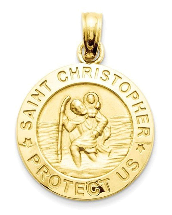 14k Yellow Gold St. Christopher Medal Charm Pendant (22X15 MM)