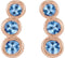 Aquamarine Three-Stone Ear Climbers, 14k Rose Gold